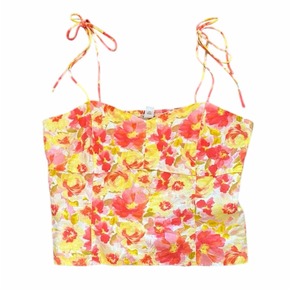 Old Navy Floral Linen Tank Top